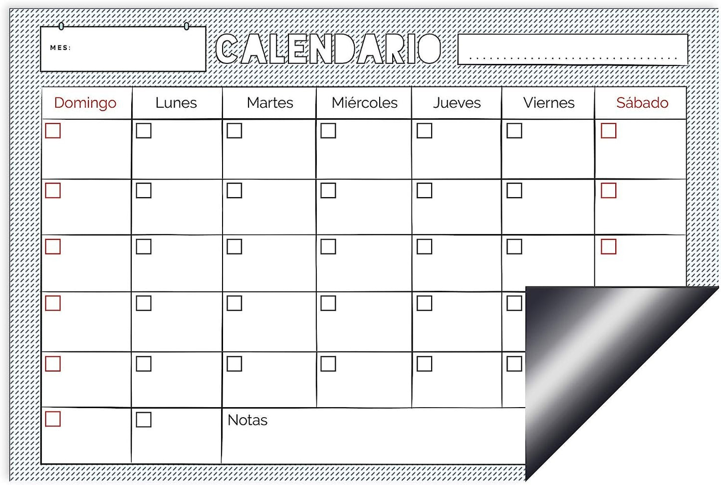 Quarterhouse Spanish Classroom Magnetic Monthly Calendar and Planner - Dry Erase; Sticks to Whiteboards - 31 Days - 18 x 12 Inches
