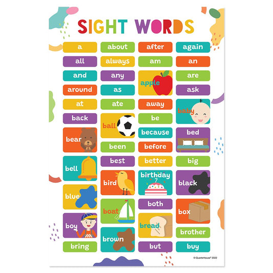 Quarterhouse Sight Words A-B Poster, English-Language Arts Classroom Materials for Teachers