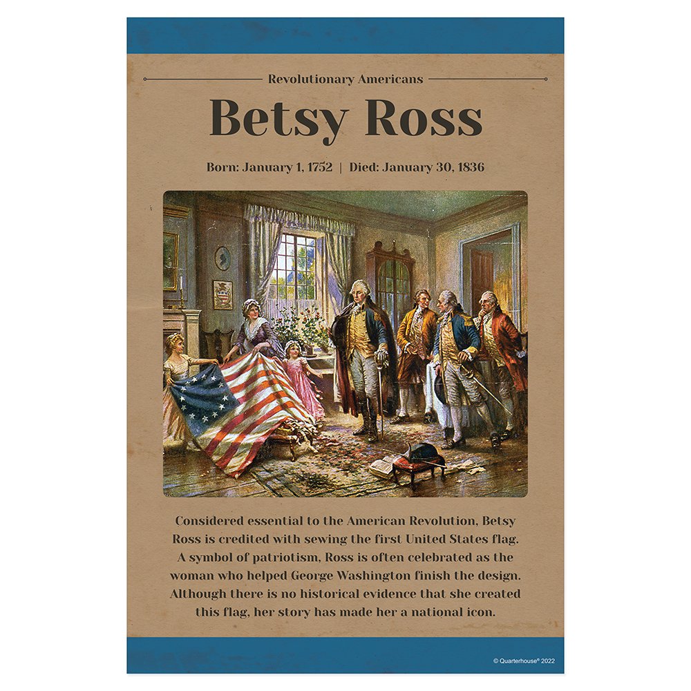 Quarterhouse Betsy Ross Revolutionary Americans Biographical Poster, Social Studies Classroom Materials for Teachers