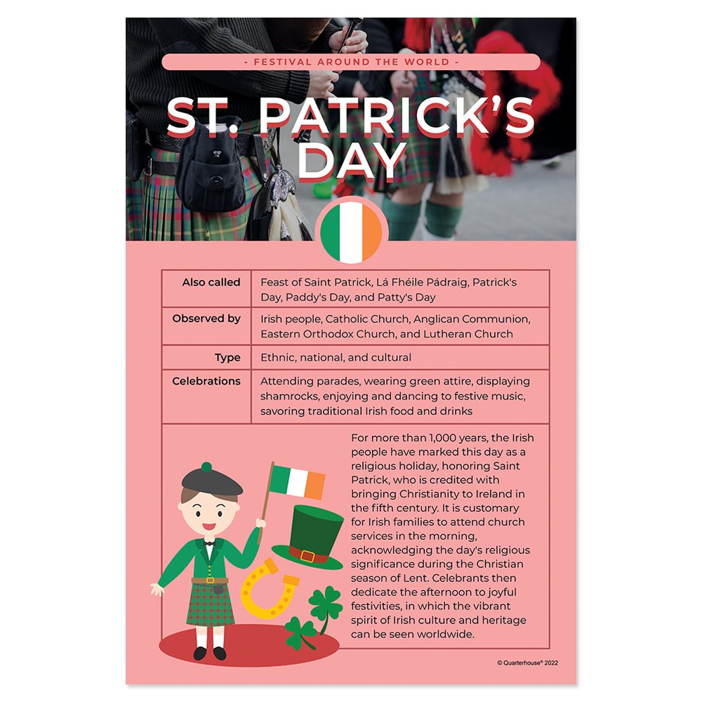 Quarterhouse St. Patrick's Day Poster, Social Studies Classroom Materials for Teachers