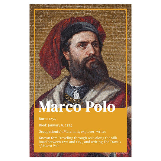 Quarterhouse Explorer Marco Polo Biographical Poster, Social Studies Classroom Materials for Teachers