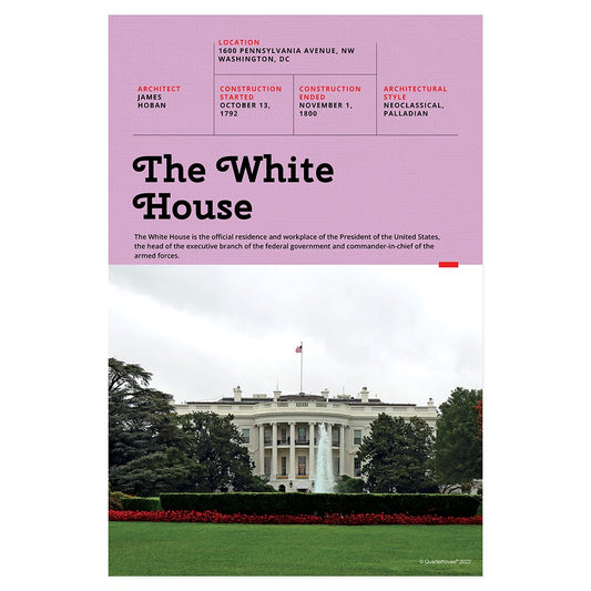 Quarterhouse White House Poster, Social Studies Classroom Materials for Teachers