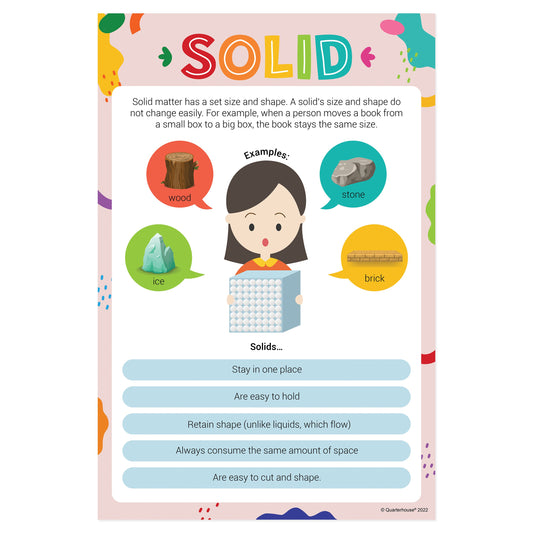 Quarterhouse States of Matter - Solids Poster, Science Classroom Materials for Teachers