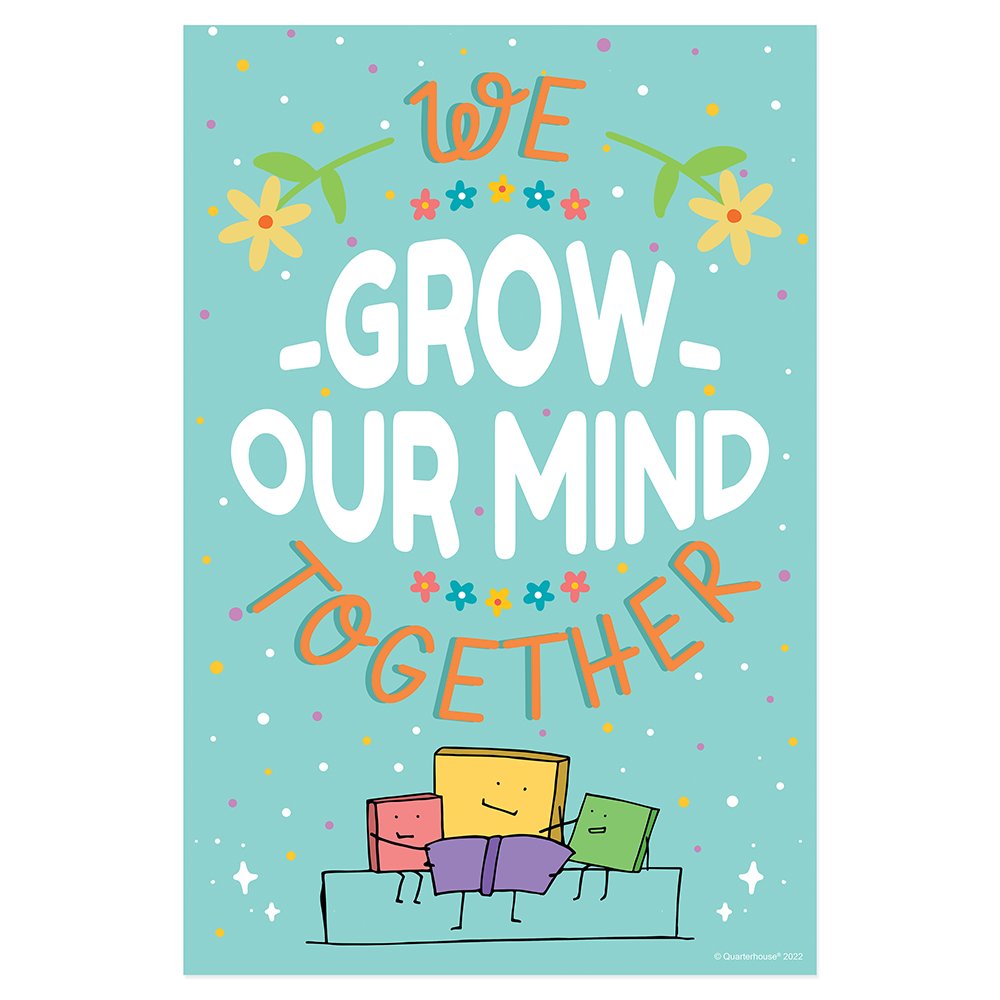 Quarterhouse 'We Grow Together' Motivational Poster, Elementary Classroom Materials for Teachers