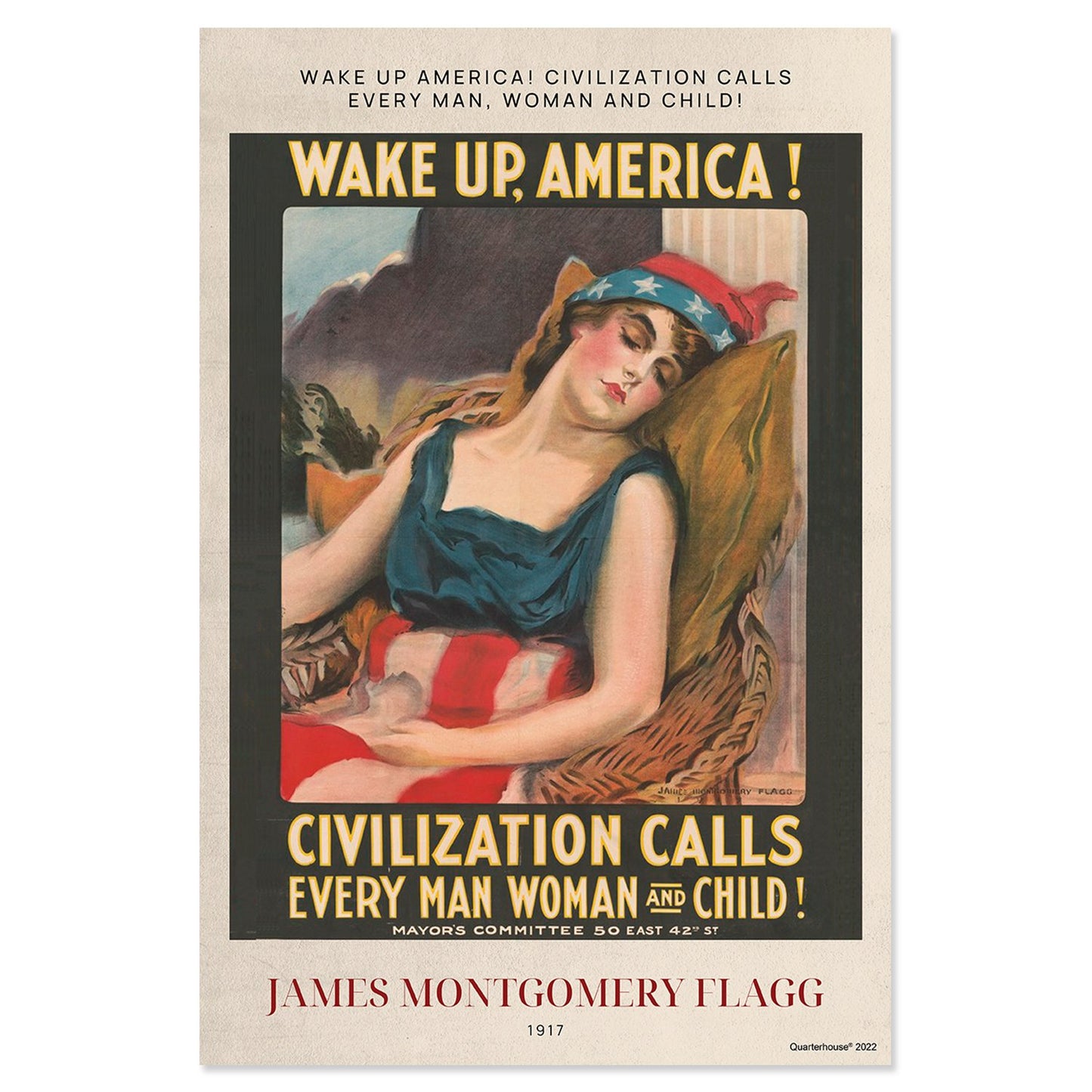 Quarterhouse WWI, 'Wake Up America' Poster, Social Studies Classroom Materials for Teachers