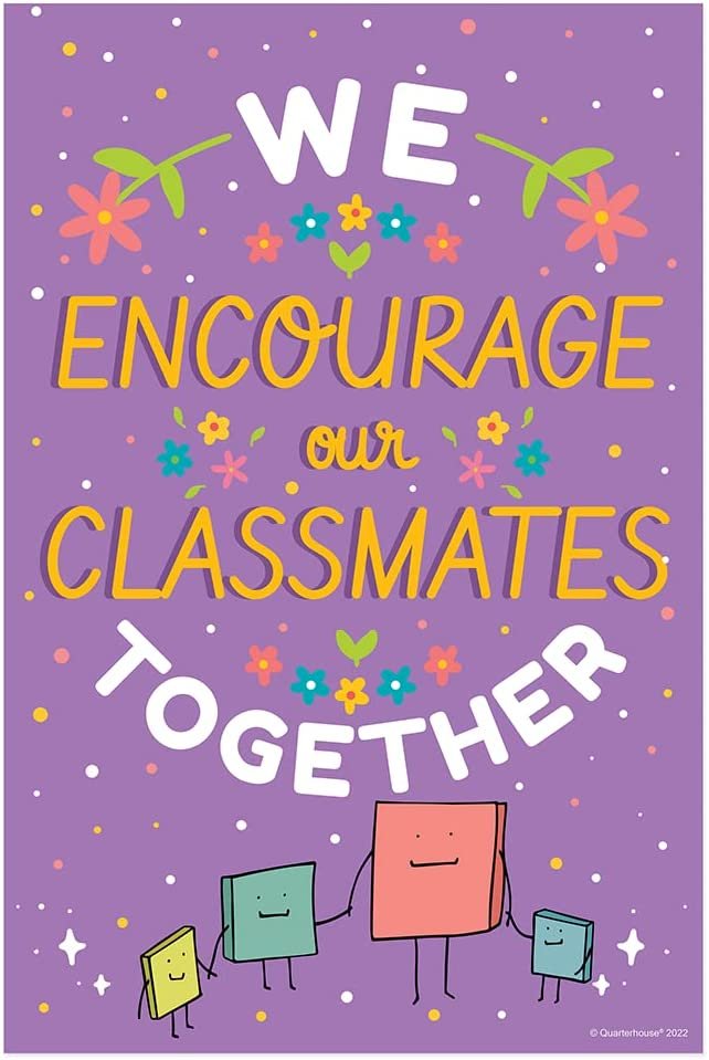 Quarterhouse Growing Together Poster Set, Primary Classroom Learning Materials for K-12 Students and Teachers, Set of 8, 12 x 18 Inches, Extra Durable