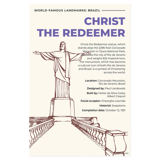 Quarterhouse Christ the Redeemer Poster, Social Studies Classroom Materials for Teachers