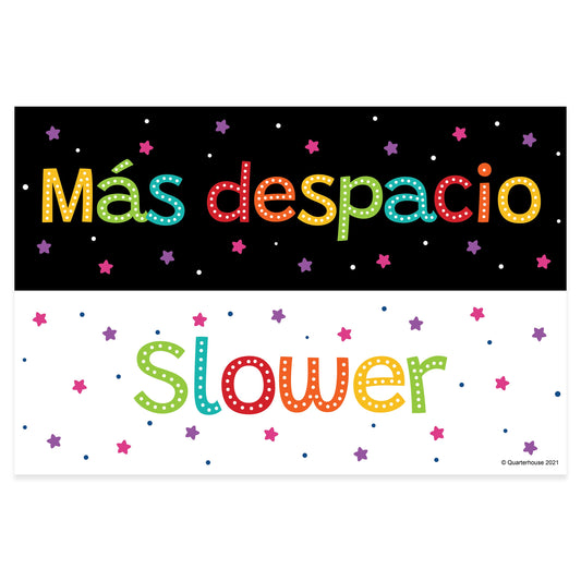 Quarterhouse Spanish Phrases - 'Más despacio' Poster, Spanish and ESL Classroom Materials for Teachers