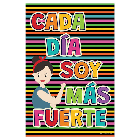 Quarterhouse 'Cada día soy más fuerte' Spanish Motivational Poster, Spanish and ESL Classroom Materials for Teachers