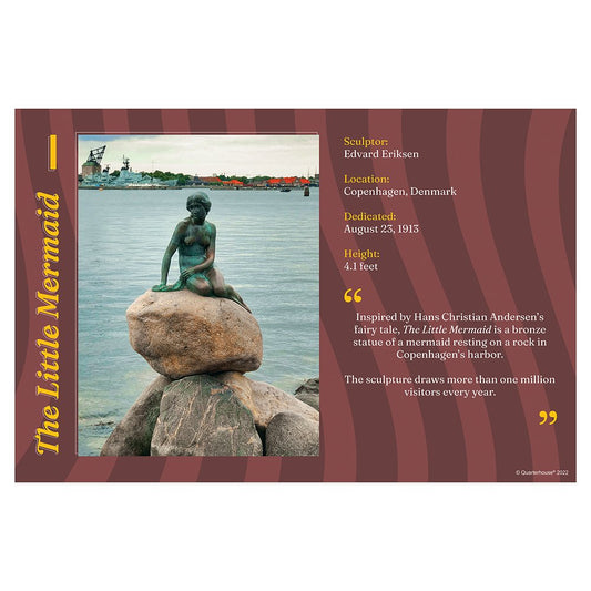 Quarterhouse Famous Statues - The Little Mermaid Poster, Social Studies Classroom Materials for Teachers