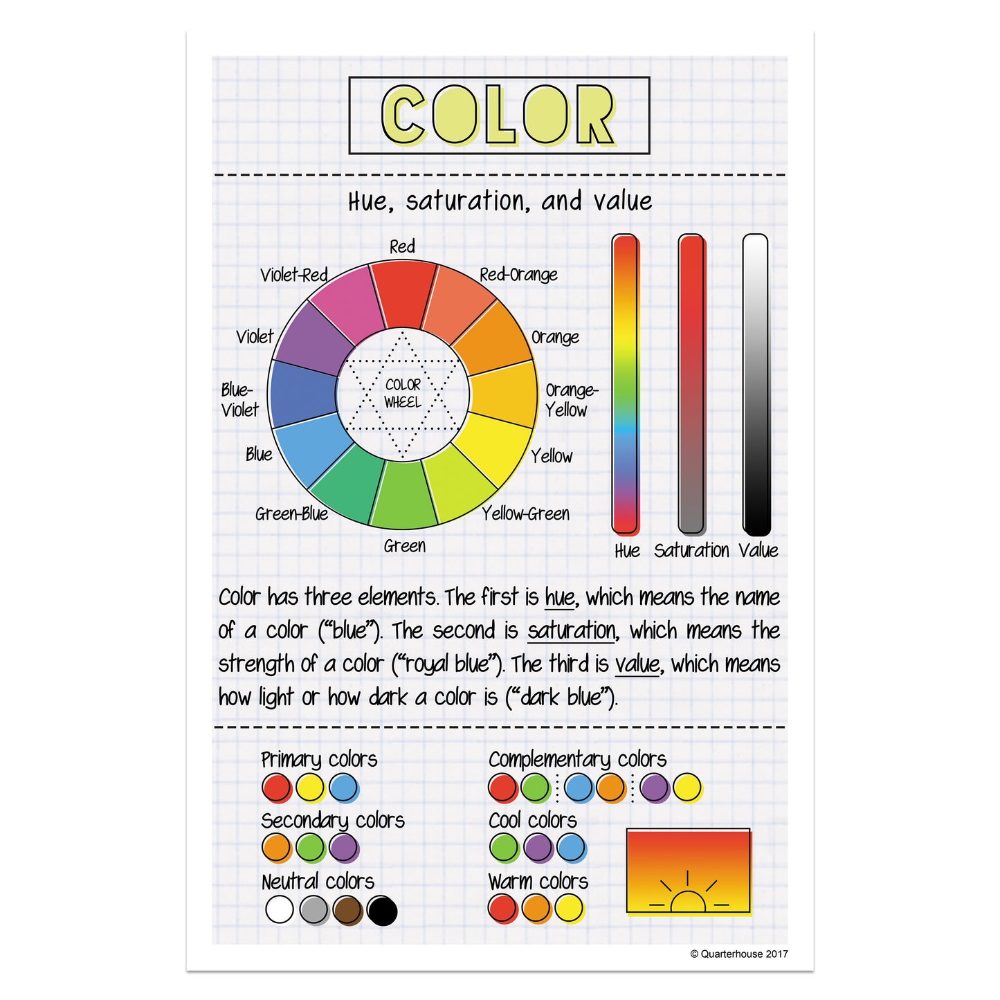 Quarterhouse Elements of Art - Color Poster, Art Classroom Materials for Teachers