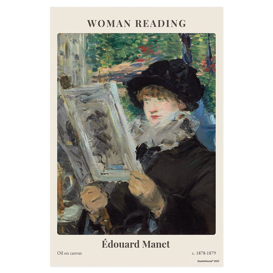 Quarterhouse 'Woman Reading' Impressionist Painting Poster, Art Classroom Materials for Teachers