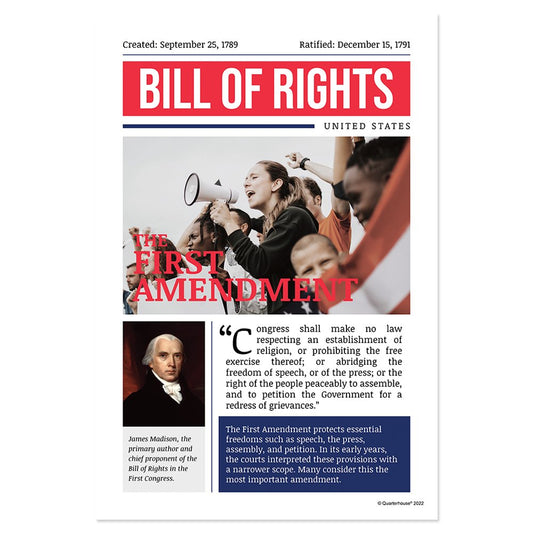 Quarterhouse First Amendment Poster, Social Studies Classroom Materials for Teachers