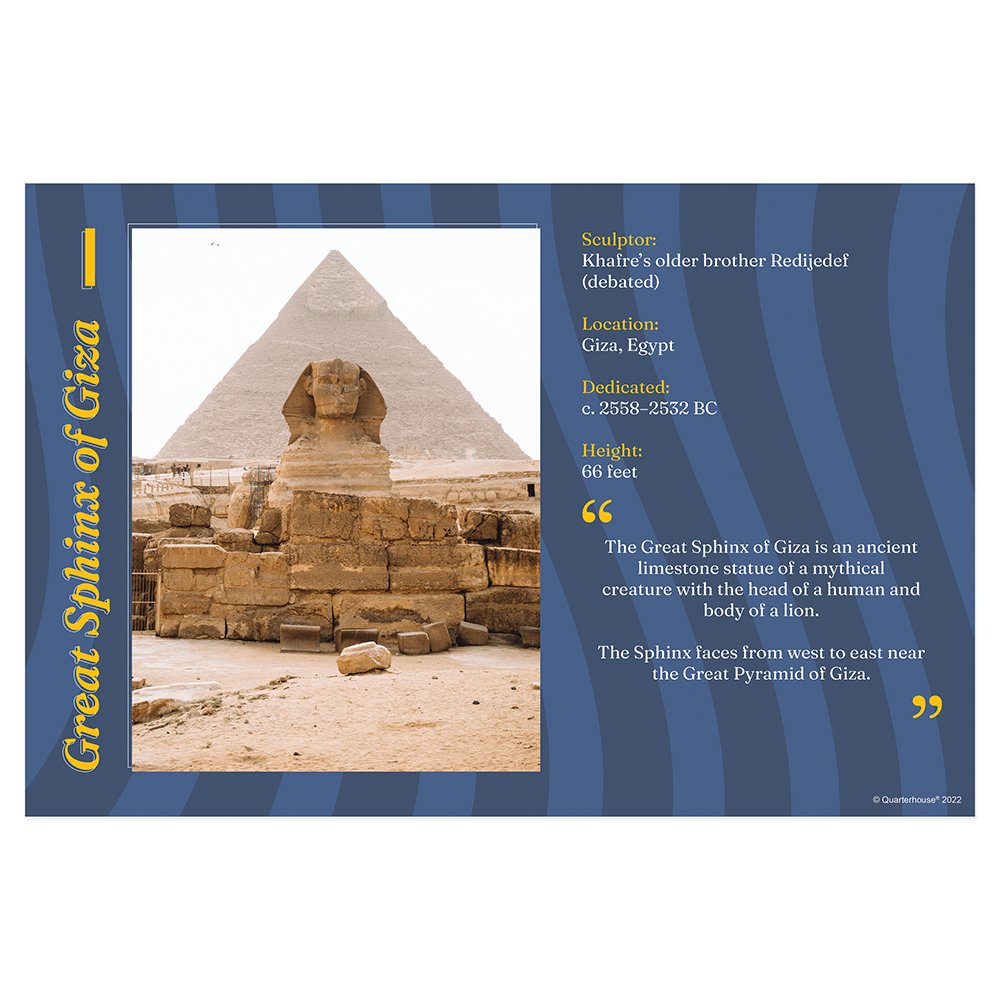 Quarterhouse Famous Statues - Great Sphinx of Giza Poster, Social Studies Classroom Materials for Teachers