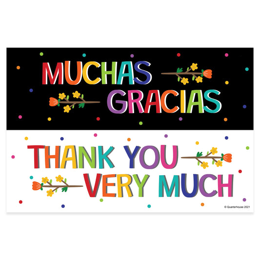 Quarterhouse Spanish Phrases - 'Muchas gracias' Poster, Spanish and ESL Classroom Materials for Teachers
