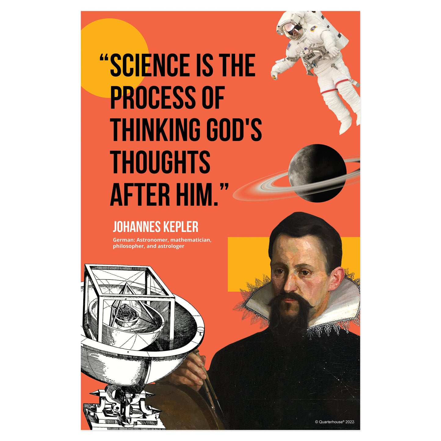 Quarterhouse STEM Quotables - Johannes Kepler Poster, Science Classroom Materials for Teachers