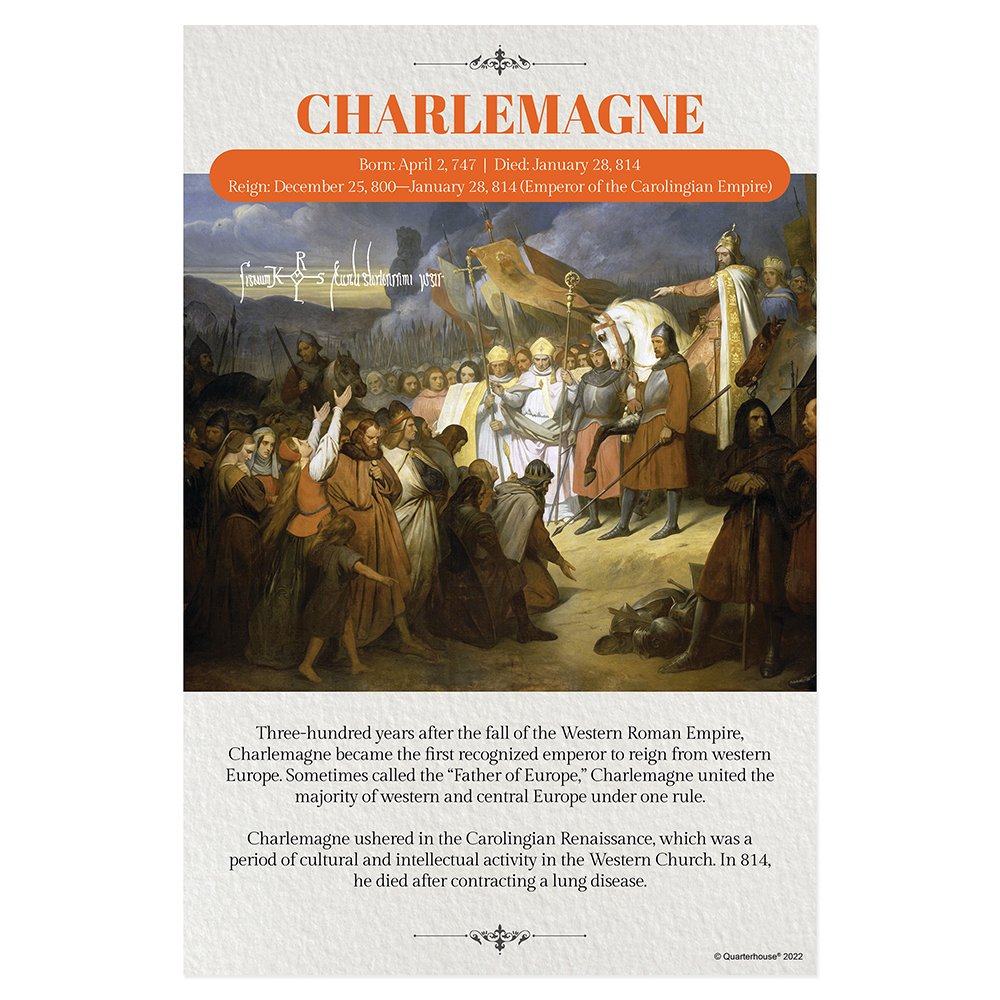 Quarterhouse Charlemagne Biographical Poster, Social Studies Classroom Materials for Teachers