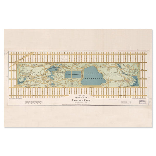 Quarterhouse Vintage 1875 Central Park Map Poster, Social Studies Classroom Materials for Teachers