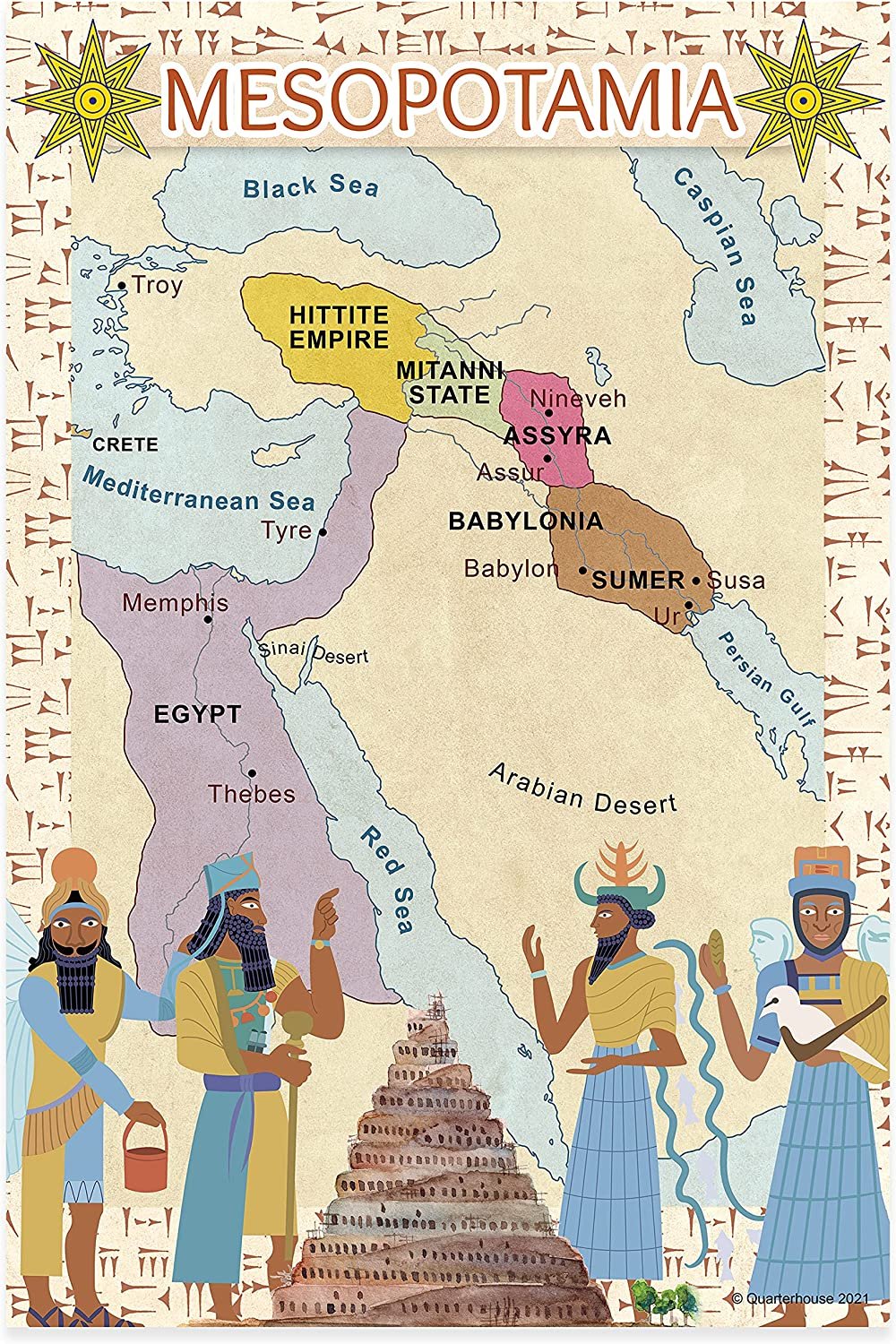 Quarterhouse Ancient Civilizations Poster Set, Social Studies Classroom Learning Materials for K-12 Students and Teachers, Set of 6, 12 x 18 Inches, Extra Durable