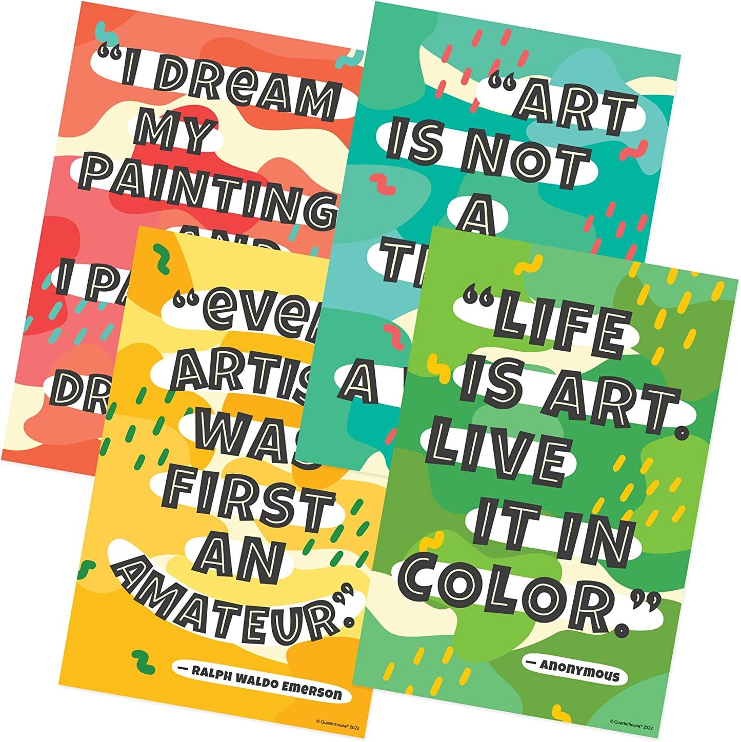 Quarterhouse Art Motivation Poster Set, Art Classroom Learning Materials for K-12 Students and Teachers, Set of 4, 12 x 18 Inches, Extra Durable