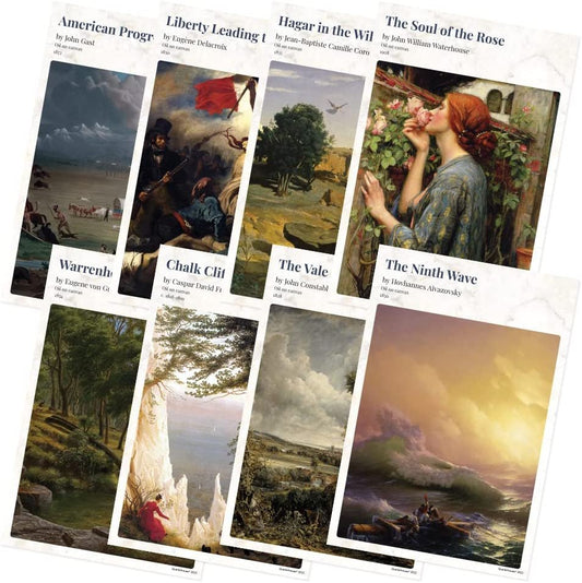 Quarterhouse Romanticism Paintings Poster Set, Art and Art History Classroom Learning Materials for K-12 Students and Teachers, Set of 8, 12 x 18 Inches, Extra Durable