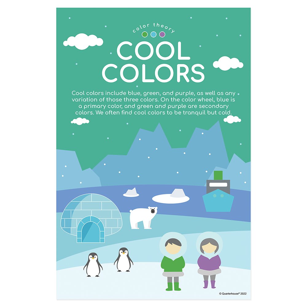 Quarterhouse Cool Colors Art Poster, Art Classroom Materials for Teachers