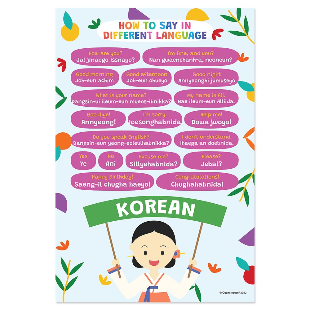 Quarterhouse How to Say in Korean Poster, Foreign Language Classroom Materials for Teachers