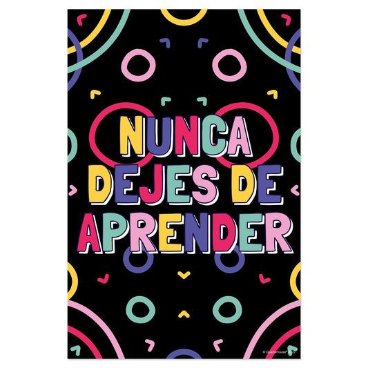 Quarterhouse 'Nunca dejes de aprender' Spanish Motivational Poster, Spanish and ESL Classroom Materials for Teachers