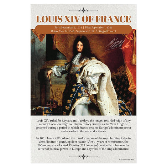 Quarterhouse Louis XIV of France Biographical Poster, Social Studies Classroom Materials for Teachers