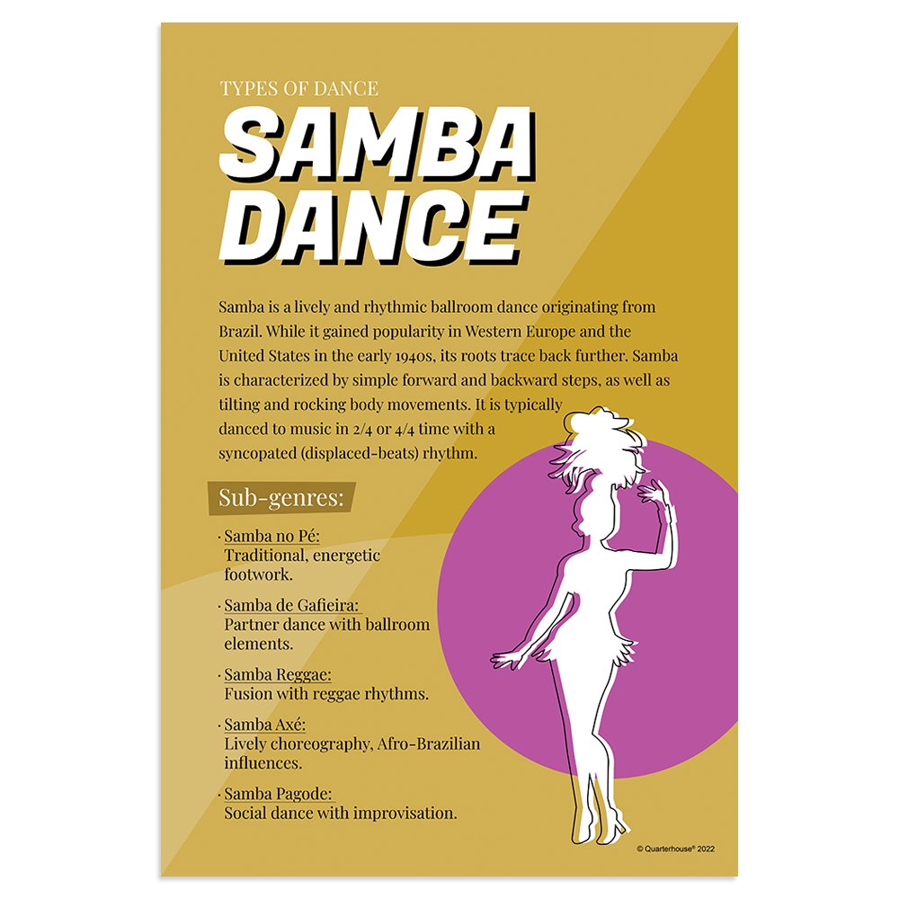 Quarterhouse Samba Dance Poster, Music Classroom Materials for Teacher ...