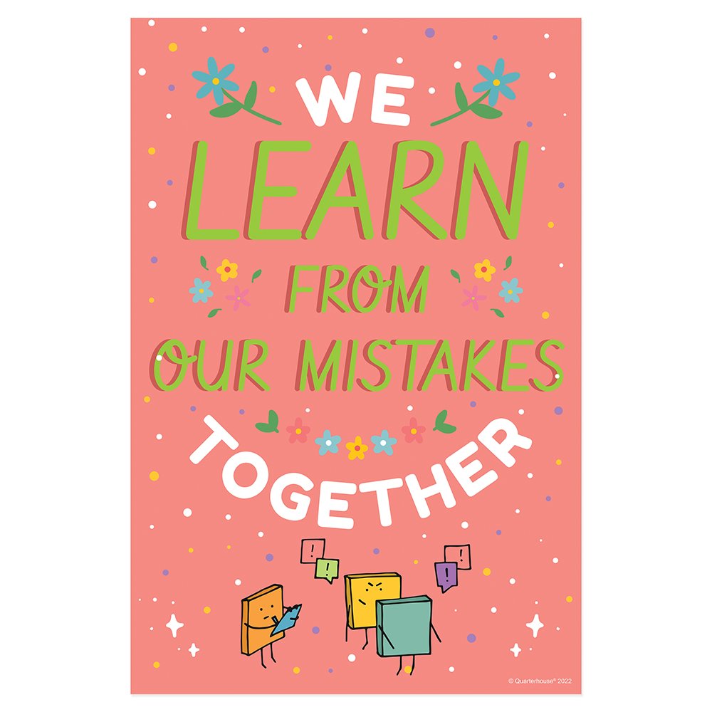 Quarterhouse 'We Learn from Everyone's Mistakes' Motivational Poster, Elementary Classroom Materials for Teachers