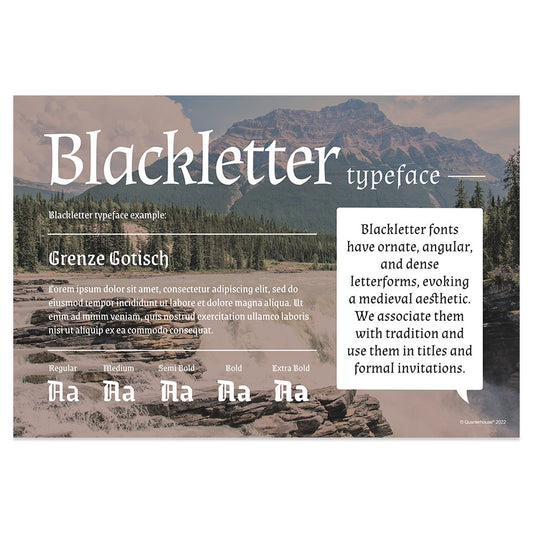 Quarterhouse Blackletter Typeface Poster, Art Classroom Materials for Teachers