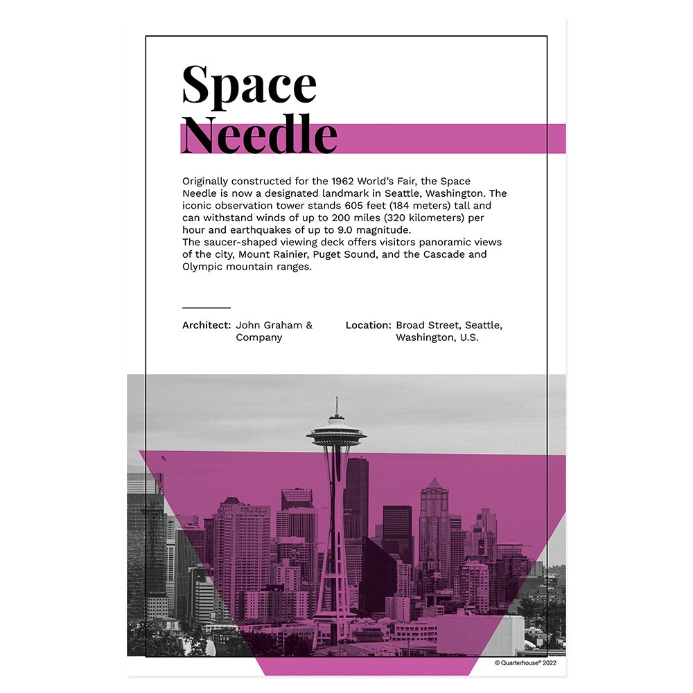 Quarterhouse American Landmarks - Space Needle Poster, Social Studies Classroom Materials for Teachers