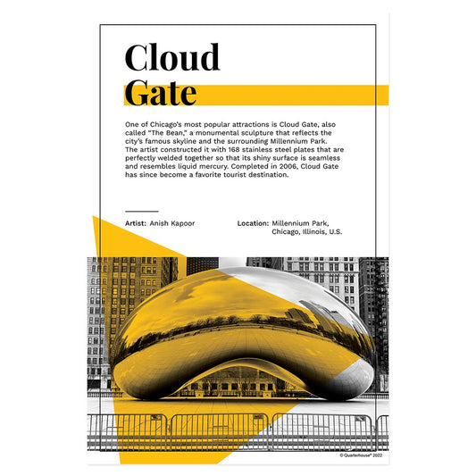 Quarterhouse American Landmarks - Cloud Gate Poster, Social Studies Classroom Materials for Teachers