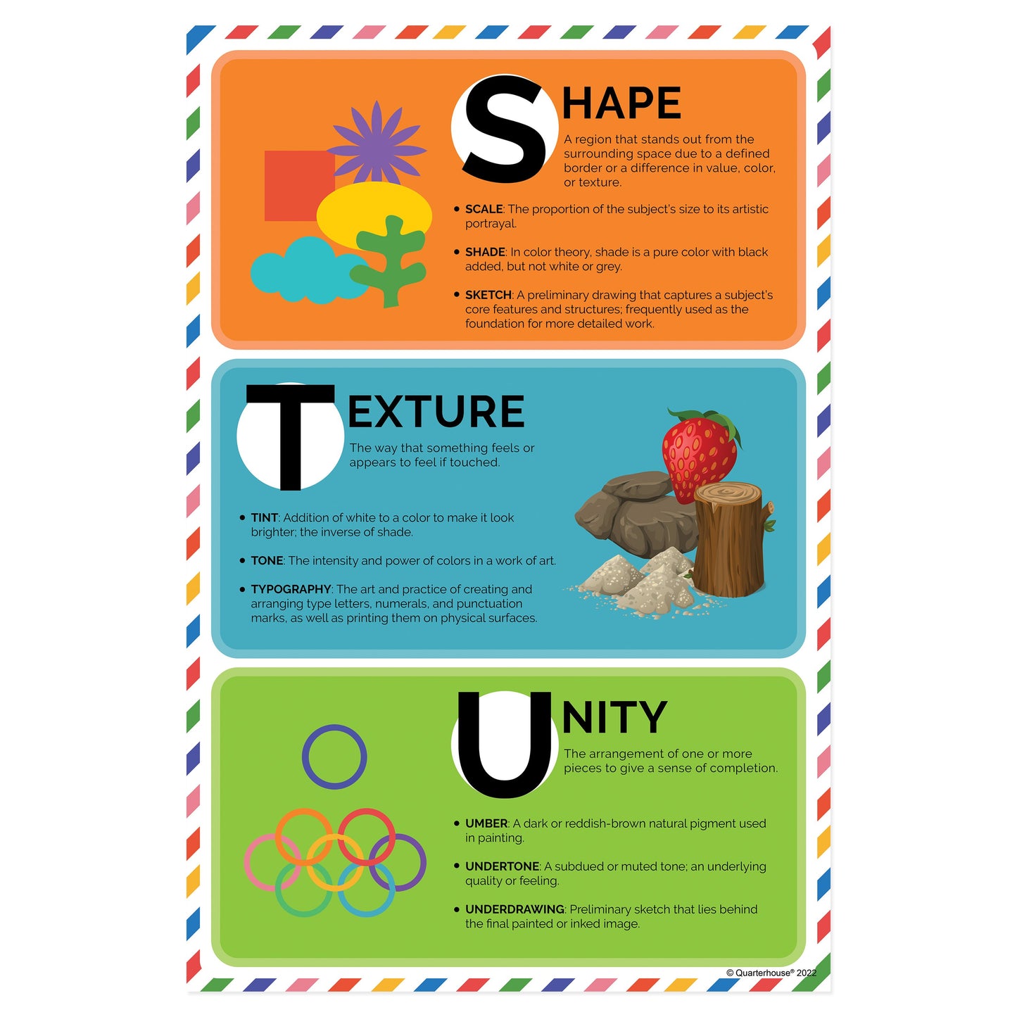 Quarterhouse Art Vocabulary, Letters S-U Poster, Art Classroom Materials for Teachers