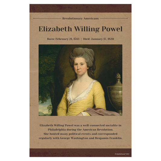 Quarterhouse Elizabeth Willing Powel Revolutionary Americans Biographical Poster, Social Studies Classroom Materials for Teachers