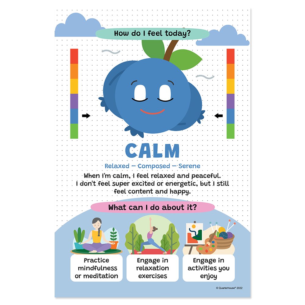 Quarterhouse Calm Feeling Scale Poster, Psychology Classroom Materials for Teachers