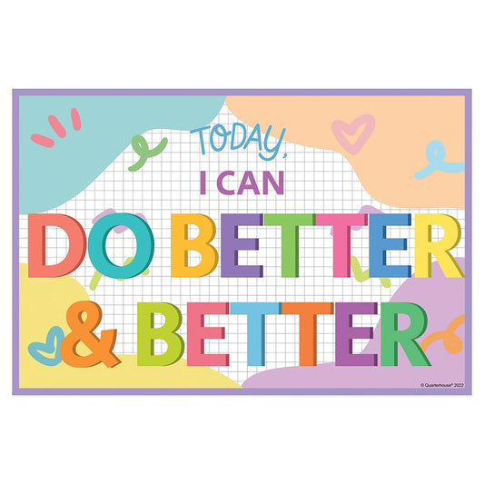 Quarterhouse 'Do Better' Positive Affirmation Poster, Elementary Classroom Materials for Teachers