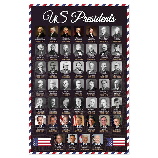 Quarterhouse 46 American Presidents Poster, Social Studies Classroom Materials for Teachers