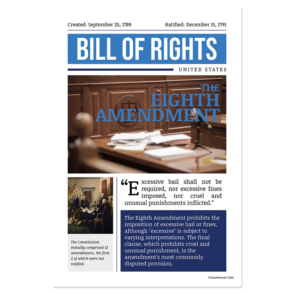 Quarterhouse Eighth Amendment Poster, Social Studies Classroom Materials for Teachers