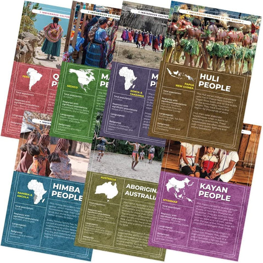 Quarterhouse Indigenous Cultures Poster Set, Social Studies Classroom Learning Materials for K-12 Students and Teachers, Set of 7, 12 x 18 Inches, Extra Durable