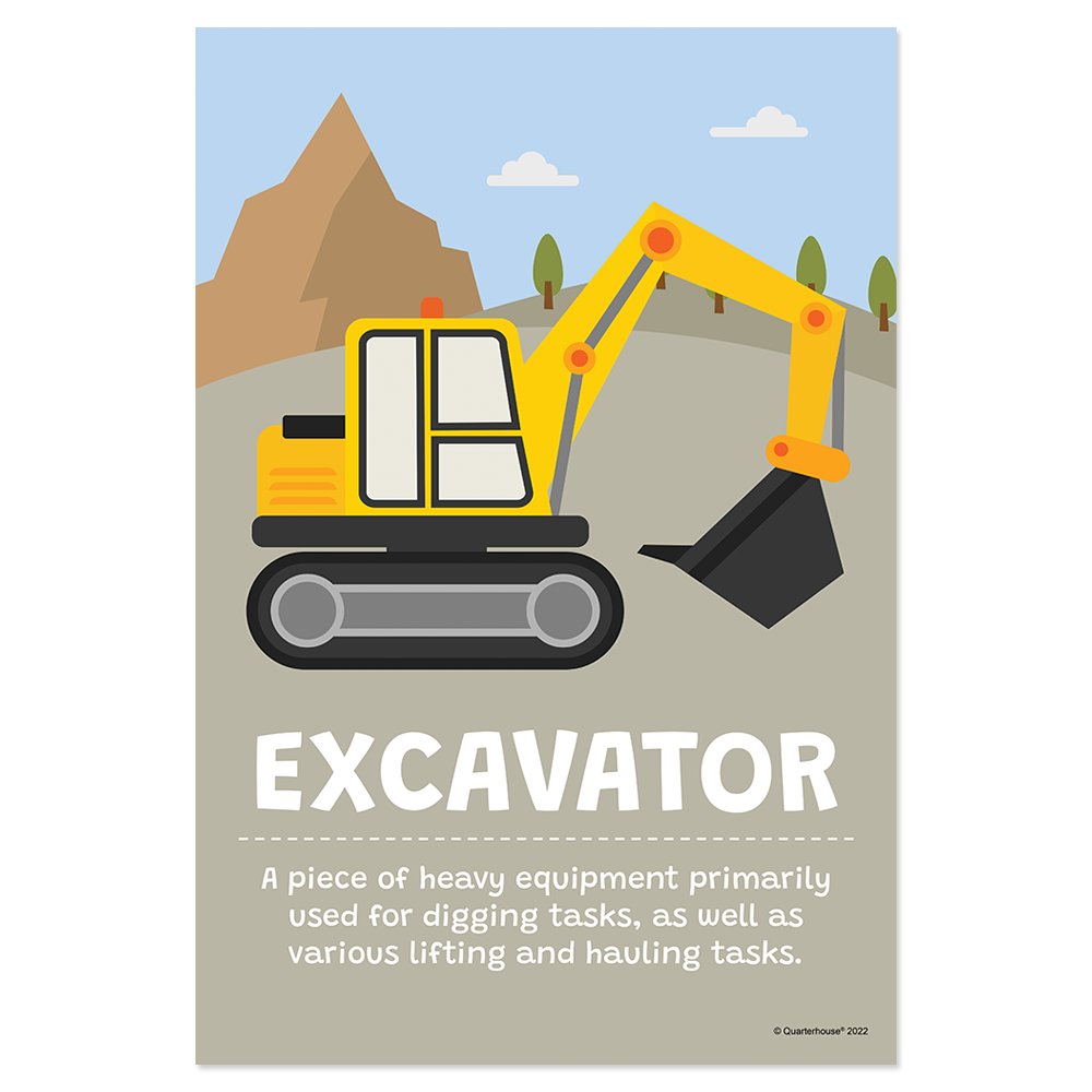 Quarterhouse Excavator Poster, Elementary Classroom Materials for Teachers