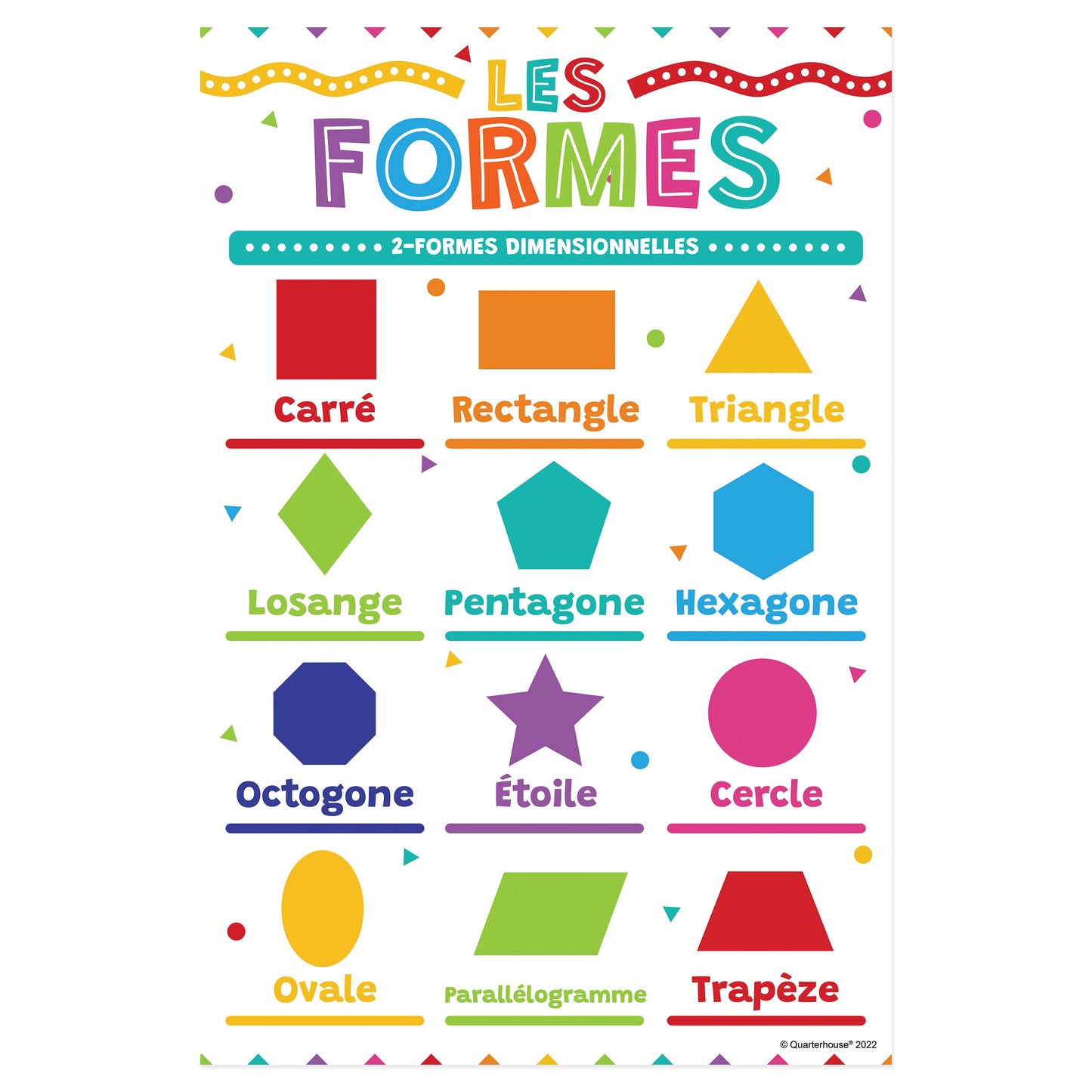 Quarterhouse Beginner French - Shapes Poster, French and ESL Classroom Materials for Teachers