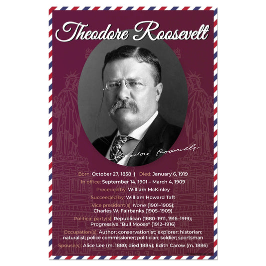 Quarterhouse President Theodore Roosevelt Biographical Poster, Social Studies Classroom Materials for Teachers