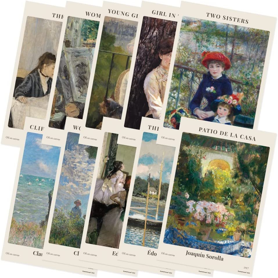 Quarterhouse Impressionist Paintings Poster Set, Art and Art History Classroom Learning Materials for K-12 Students and Teachers, Set of 8, 12 x 18 Inches, Extra Durable