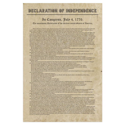 Quarterhouse Illustrated Declaration of Independence Poster, Social Studies Classroom Materials for Teachers