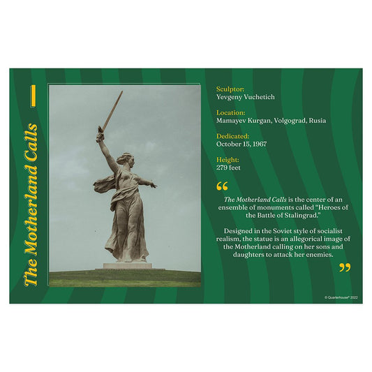 Quarterhouse Famous Statues - The Motherland Calls Poster, Social Studies Classroom Materials for Teachers