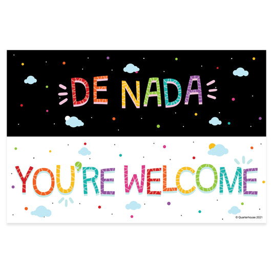 Quarterhouse Spanish Phrases - 'De nada' Poster, Spanish and ESL Classroom Materials for Teachers