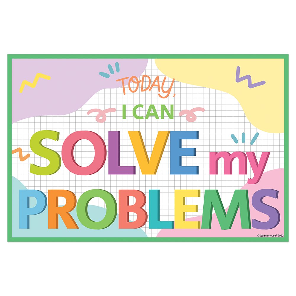 Quarterhouse 'Solve My Problem' Positive Affirmation Poster, Elementary Classroom Materials for Teachers