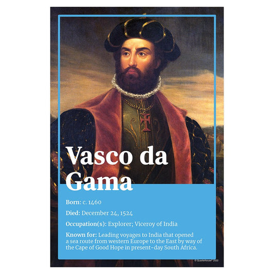 Quarterhouse Explorer Vasco Da Gama Biographical Poster, Social Studies Classroom Materials for Teachers